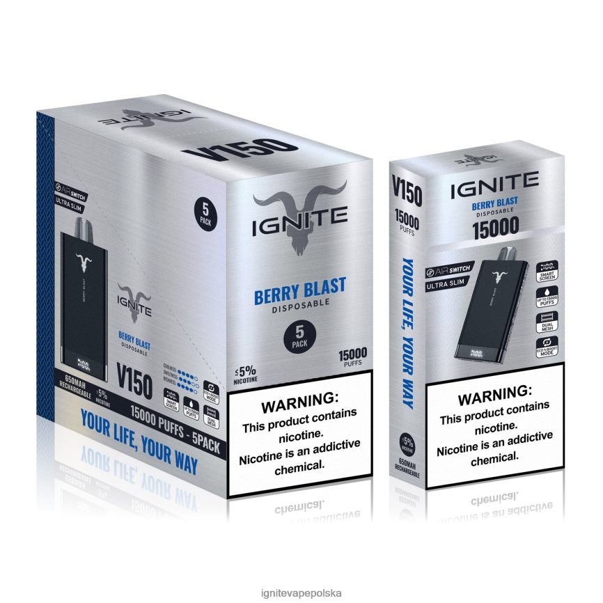 Ignite Vape Flavours | IGNITE V150 vape pen 5-pak wybuch jagód 0648NZ10